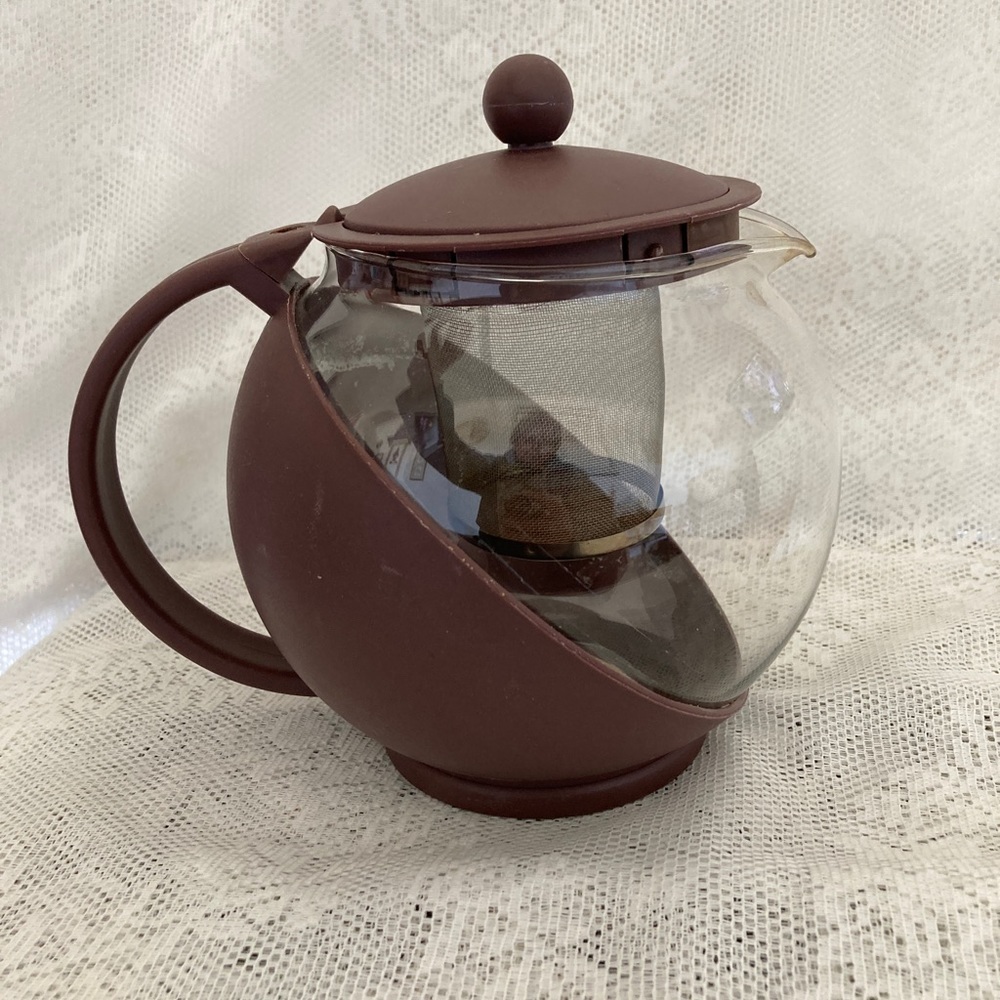 Tempered Glass Brown Tea Pot with Removable Infuser and Lid